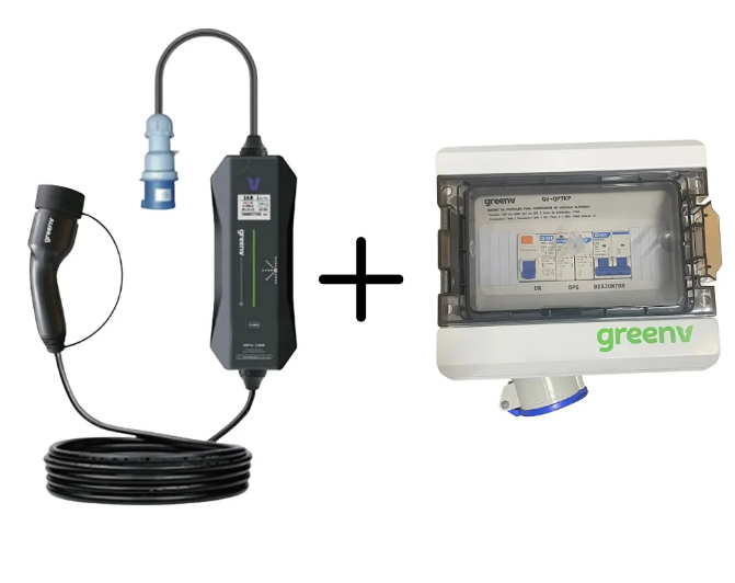 Kit GV Pro 7,4kW + Quadro 7kW GreenV com Tomada 32A